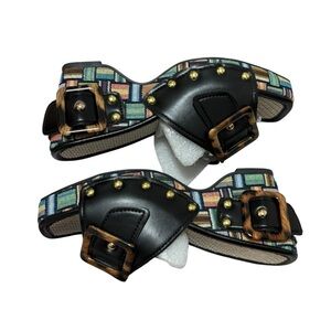 Y2K retro womens patterned wedge sandals